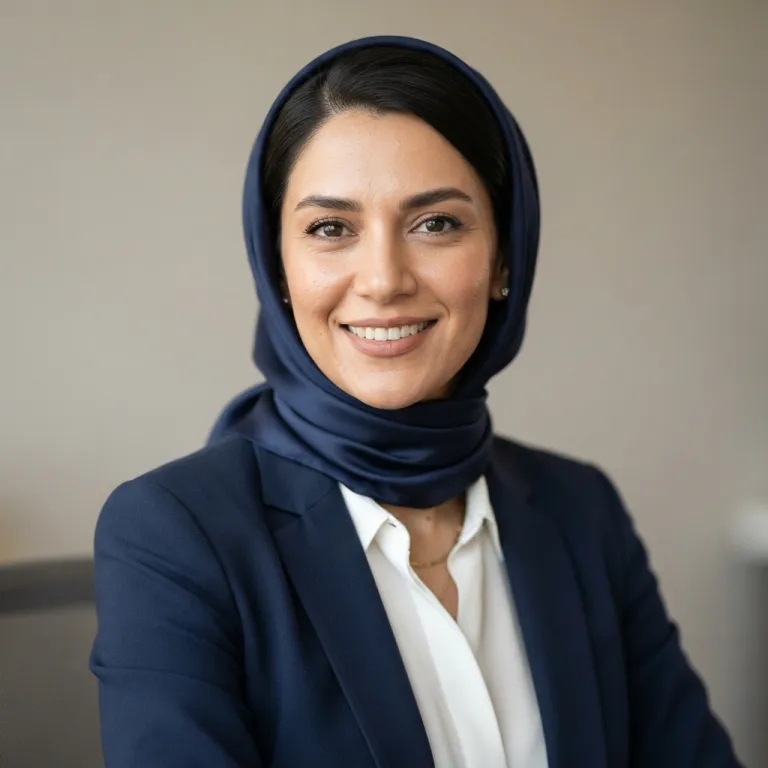 نمونهٔ خروجی پرامپت عکس پرسنلی حرفه‌ای (شخص خیالی)